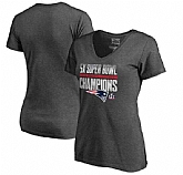 Women New England Patriots Pro Line by Fanatics Branded 5 Time Super Bowl Champions V Neck T-Shirt Heathered Gray FengYun,baseball caps,new era cap wholesale,wholesale hats